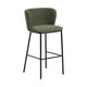 Kave Home Ciselia barkruk H75 dik chenille Groen poot zwart
