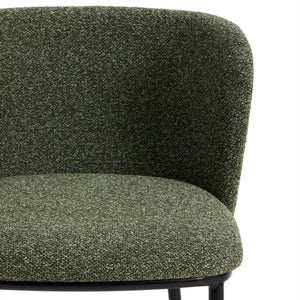 Kave Home Ciselia barkruk H75 dik chenille Groen poot zwart