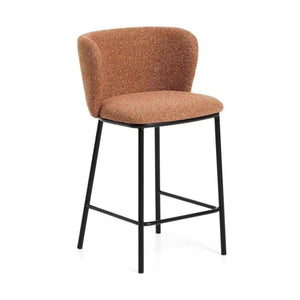 Kave Home Ciselia barkruk H65 dik chenille Terra poot zwart