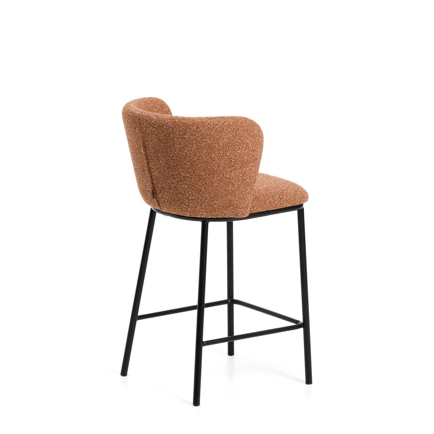 Kave Home Ciselia barkruk H65 dik chenille Terra poot zwart