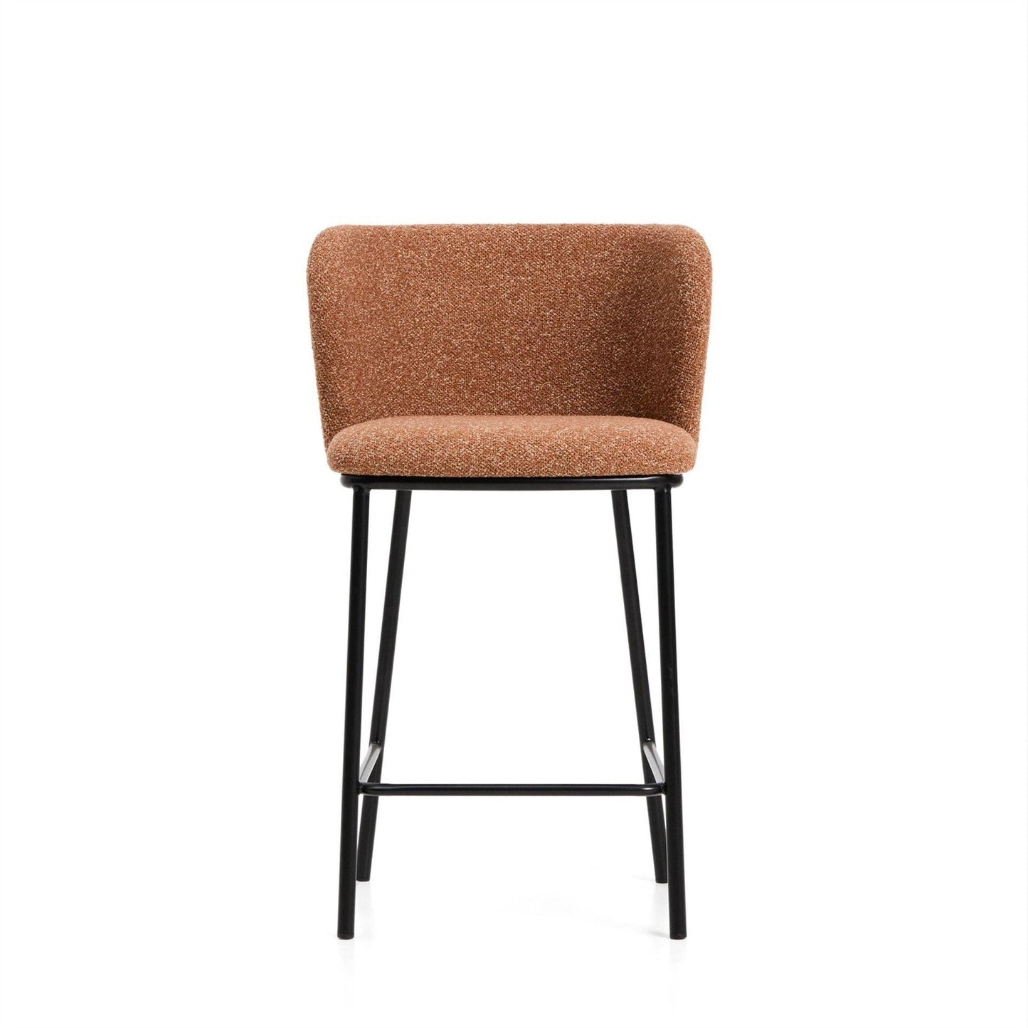 Kave Home Ciselia barkruk H65 dik chenille Terra poot zwart