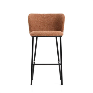 Kave Home Ciselia barkruk H75 dik chenille Terra poot zwart