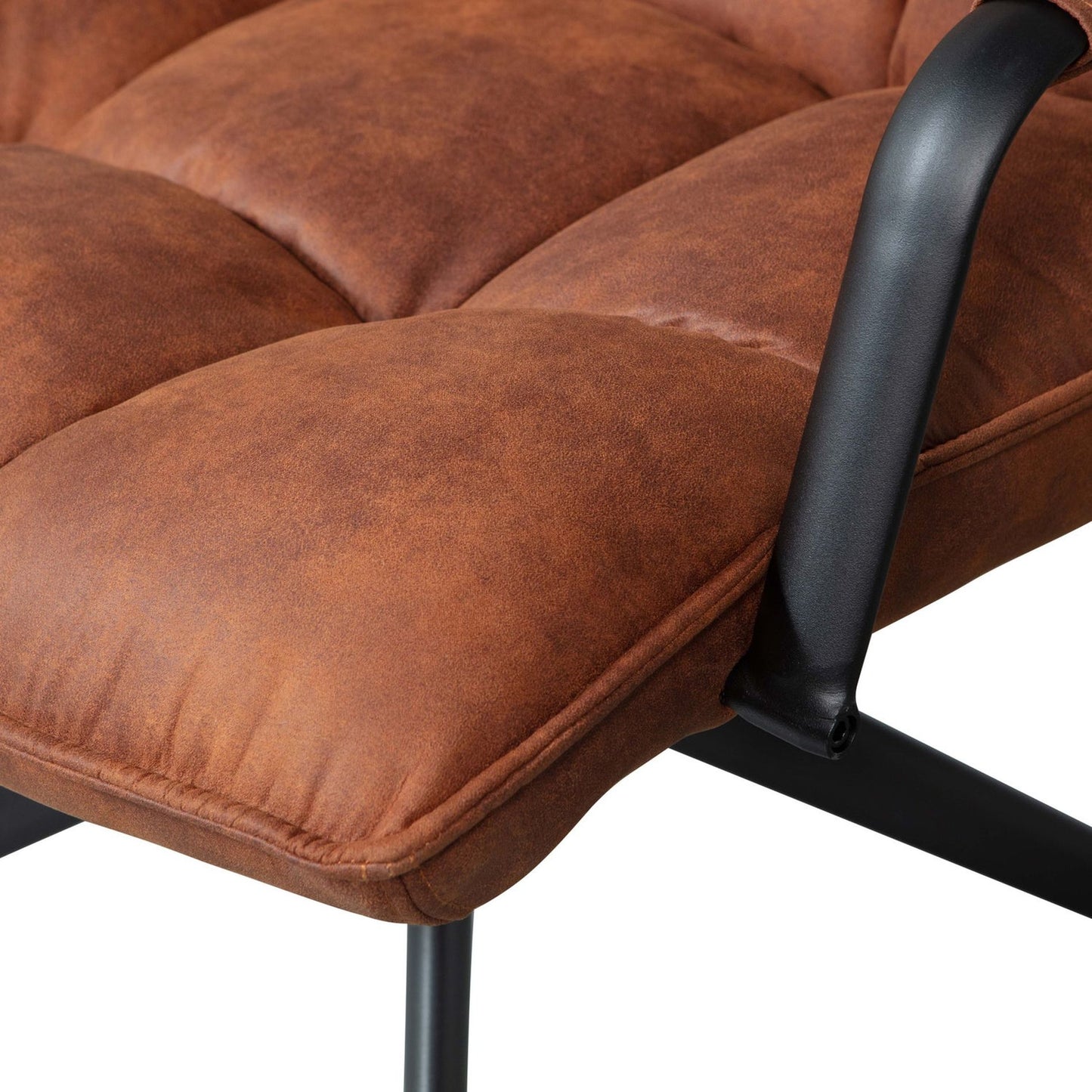 WOOOD Jouke fauteuil met arm leerlook Cognac