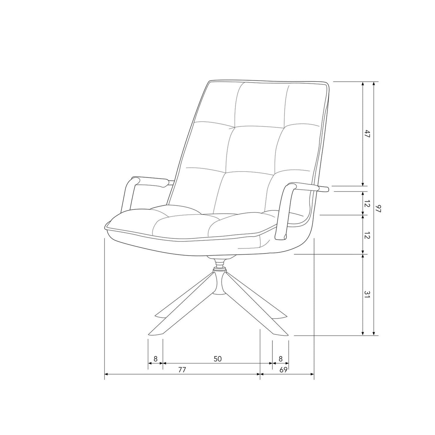 WOOOD Jouke fauteuil met arm leerlook Cognac