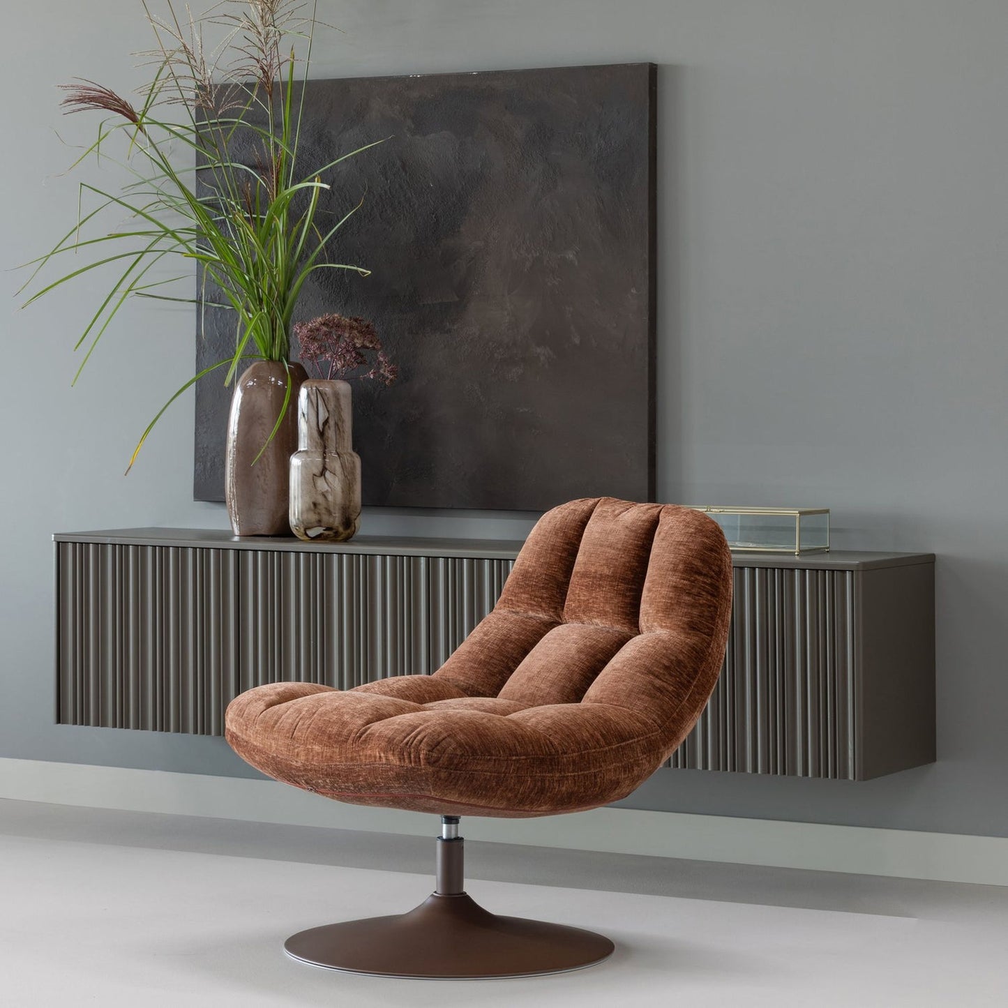 WOOOD Elvi fauteuil chenille Roestbruin