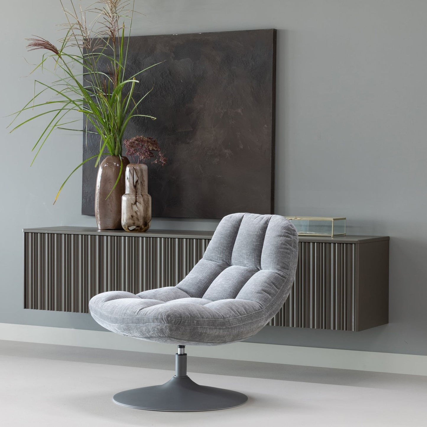 WOOOD Elvi fauteuil chenille Lichtgrijs