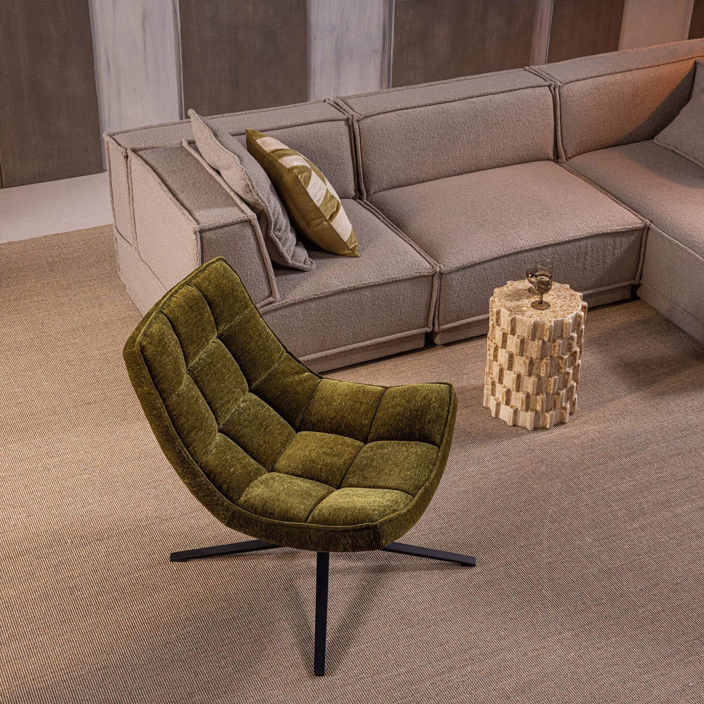 WOOOD Maudi fauteuil chenille Groen