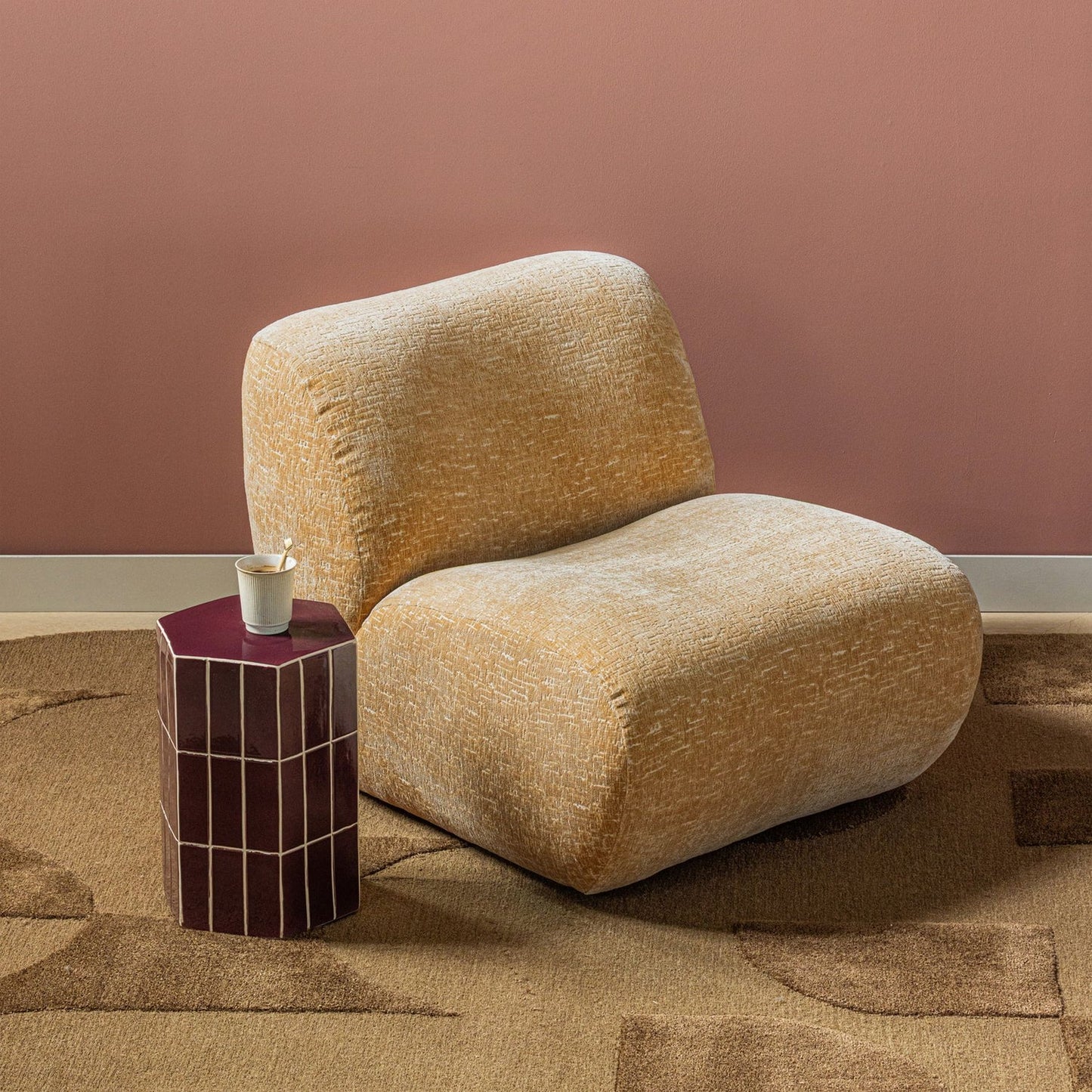 WOOOD Nomu fauteuil velvet Lichtgeel