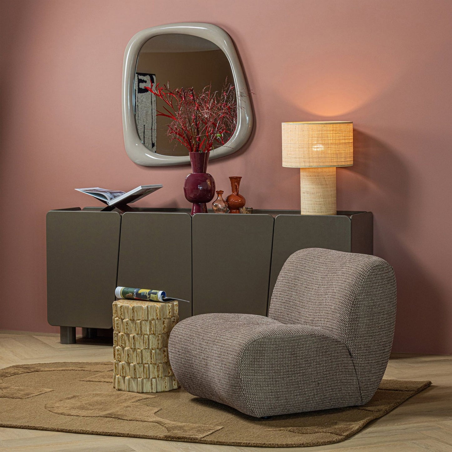 WOOOD Nomu fauteuil chenille Bruin