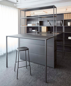 HAY Soft Edge 85 H65 barkruk Dusty Green gepoedercoat zwart met vilt
