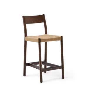 Kave Home Yalia barkruk H65 met rugleuning Walnoot