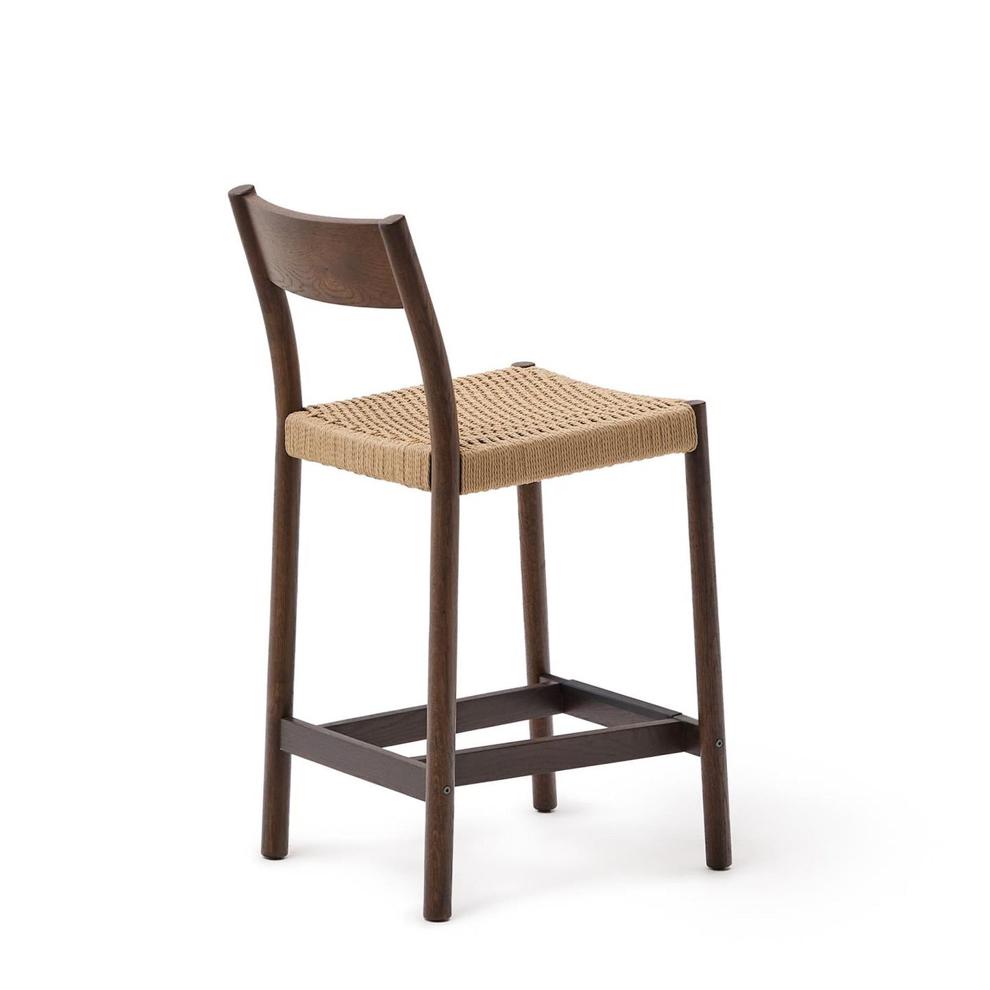 Kave Home Yalia barkruk H65 met rugleuning Walnoot