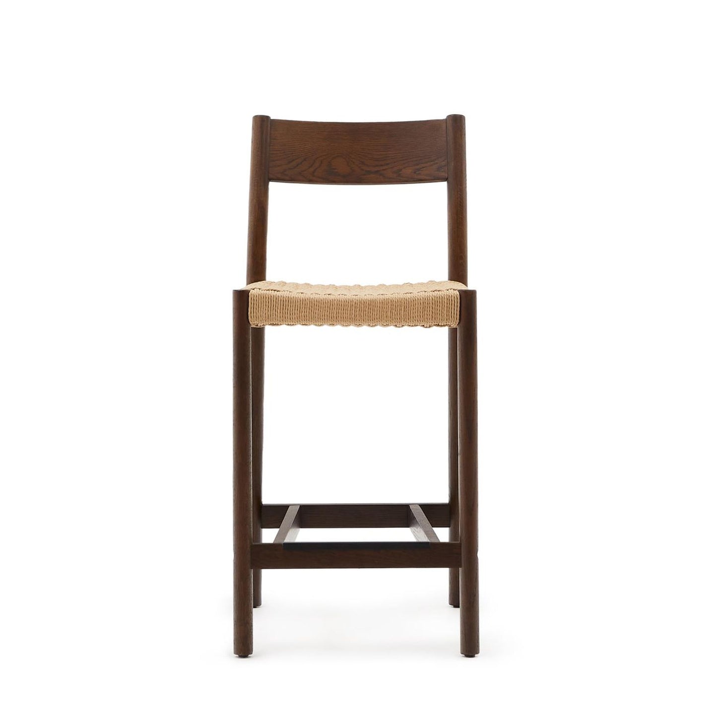 Kave Home Yalia barkruk H65 met rugleuning Walnoot