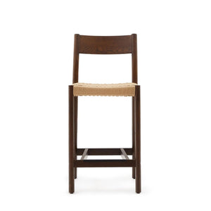 Kave Home Yalia barkruk H65 met rugleuning Walnoot