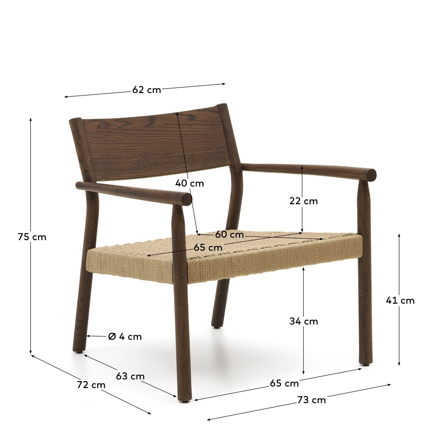 Kave Home Yalia fauteuil Walnoot