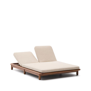 Kave Home Turqueta ligstoel 2-persoons teakhout Beige