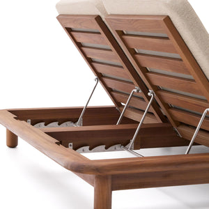Kave Home Turqueta ligstoel 2-persoons teakhout Beige