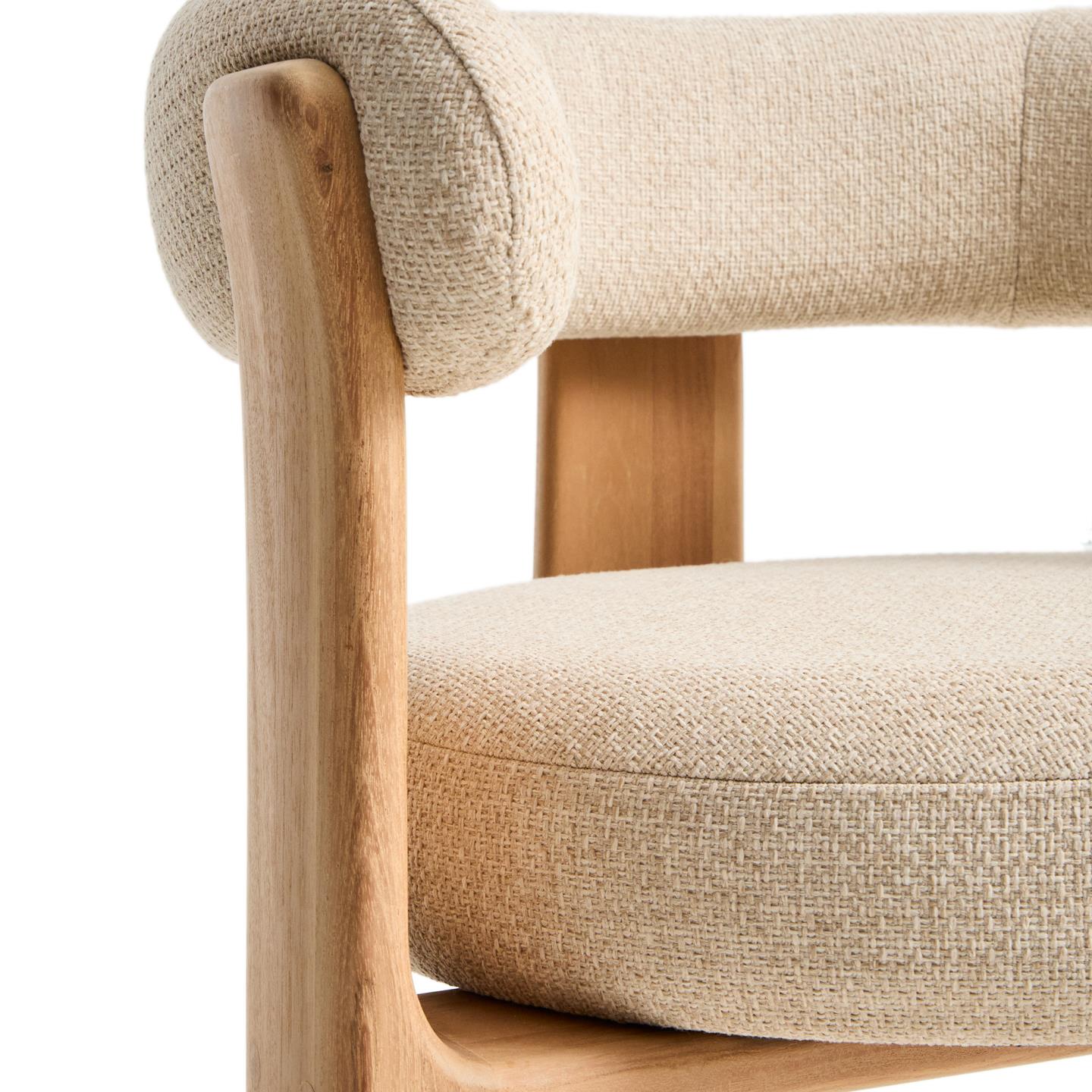 Kave Home Granite tuinstoel 3-poot chenille Beige/naturel