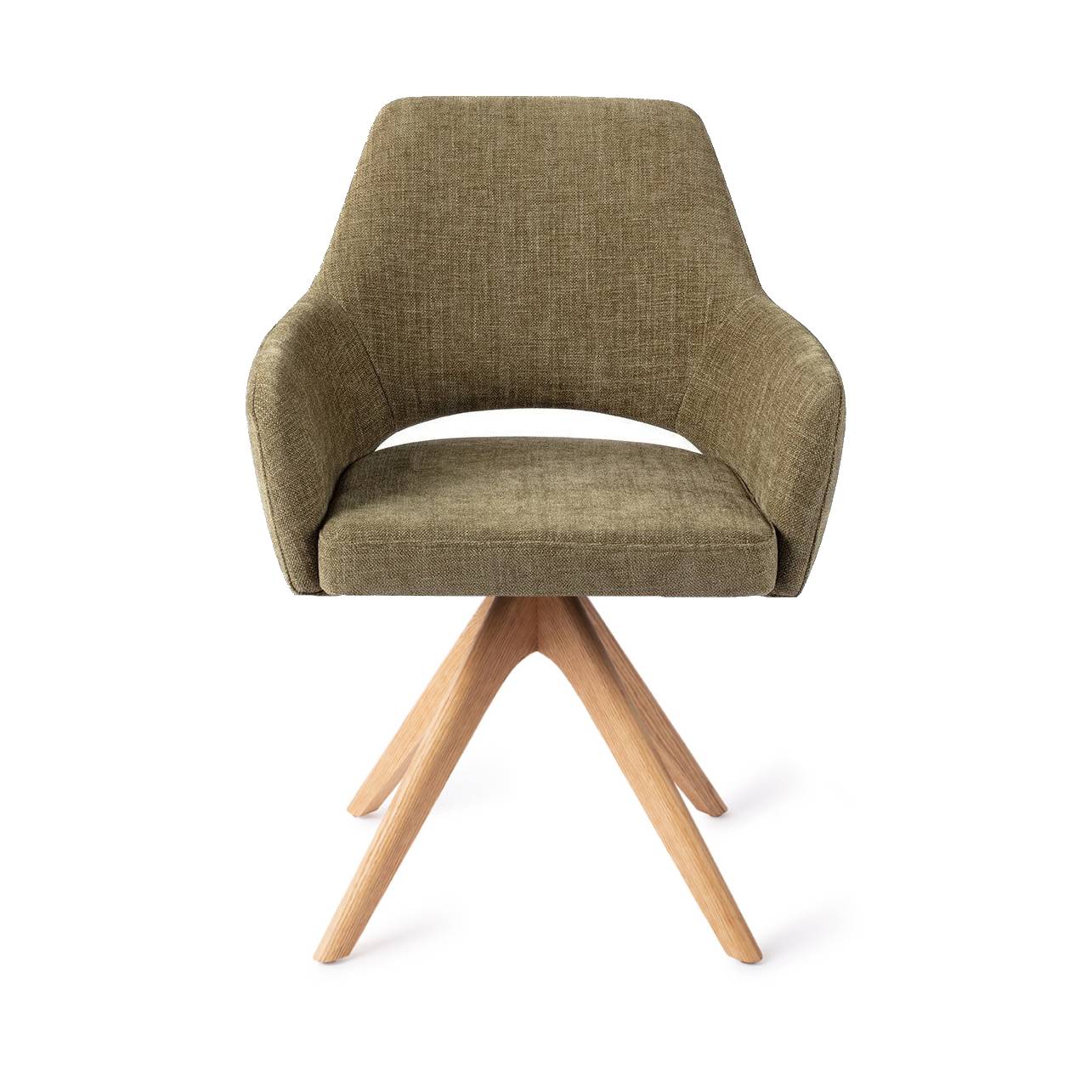 Jesper Home x HelloChair Yanai eetkamerstoel Olive Oasis revolve oak natural