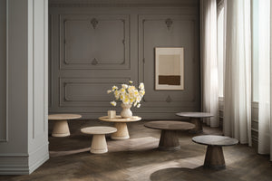 Bolia Piro salontafel Ø60 cm wit geolied eiken travertine