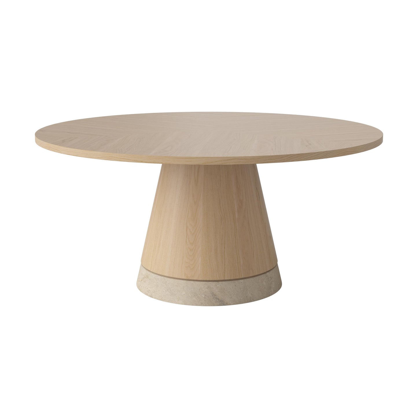 Bolia Piro salontafel hoog Ø90 cm wit geolied eiken travertine