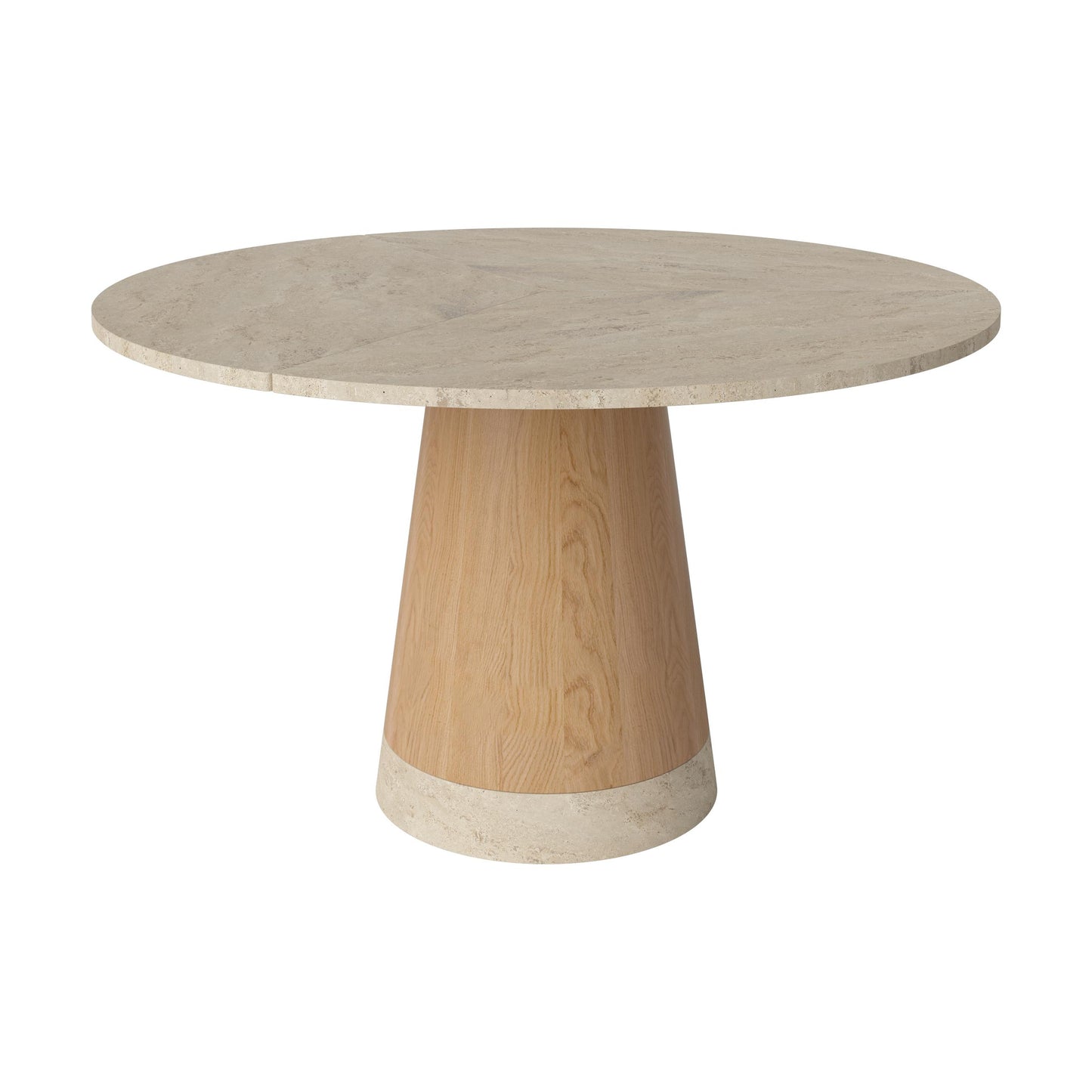 Bolia Piro eettafel Ø125 cm Sand Travertine geolied eiken