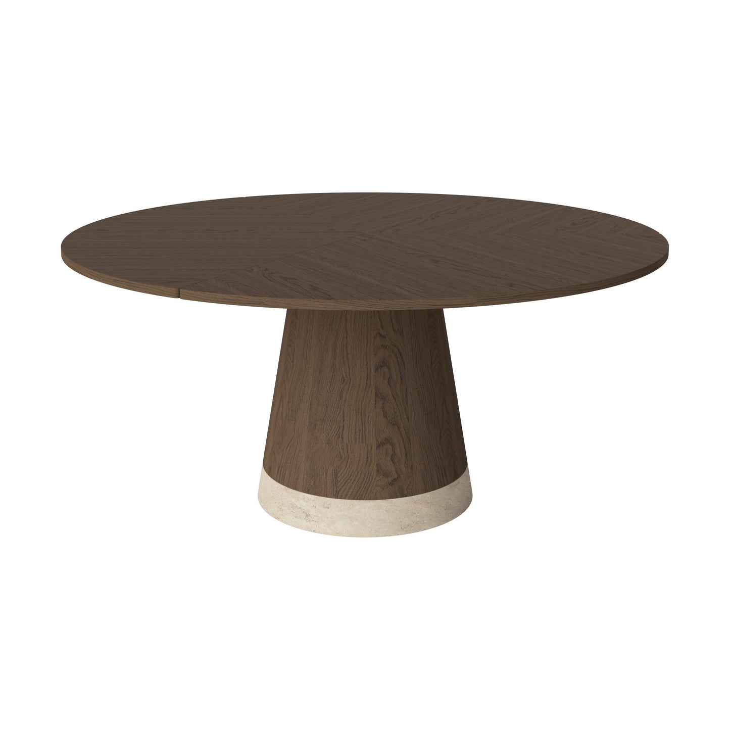 Bolia Piro eettafel Ø160 cm donker geolied eiken travertine