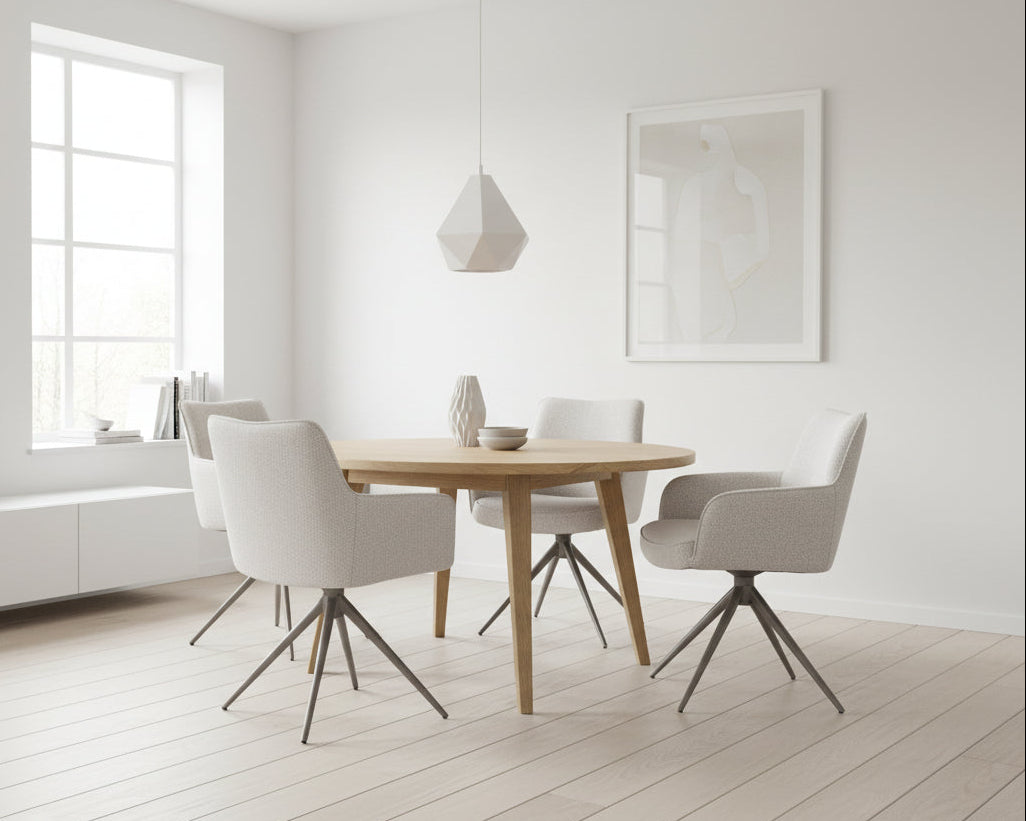 HelloChair HC10 Qube eetkamerstoel spinpoot beige Silent Cream