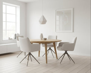 HelloChair HC10 Qube eetkamerstoel spinpoot beige Silent Cream
