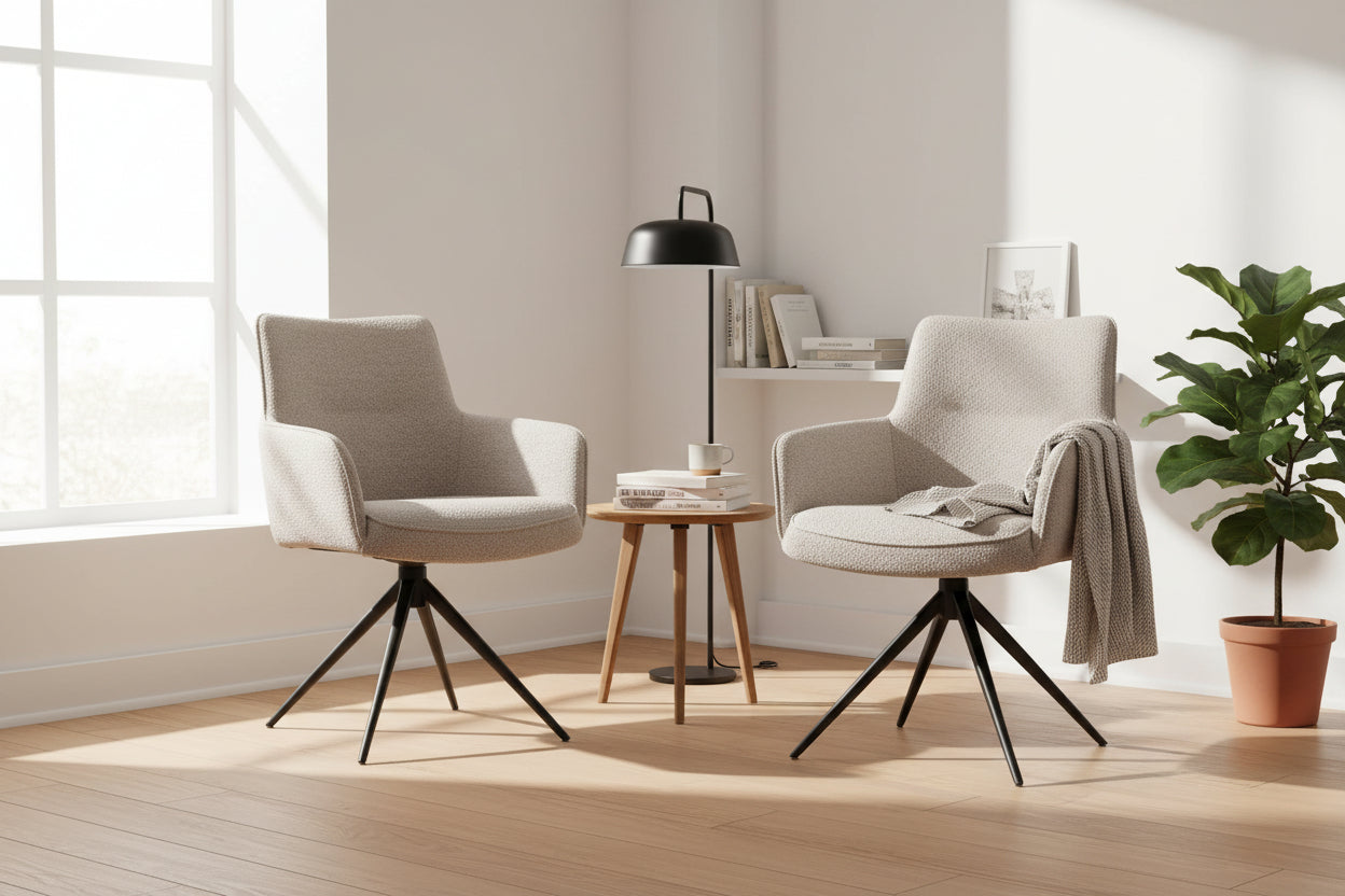 HelloChair HC10 Qube eetkamerstoel spinpoot zwart Alpine Beige