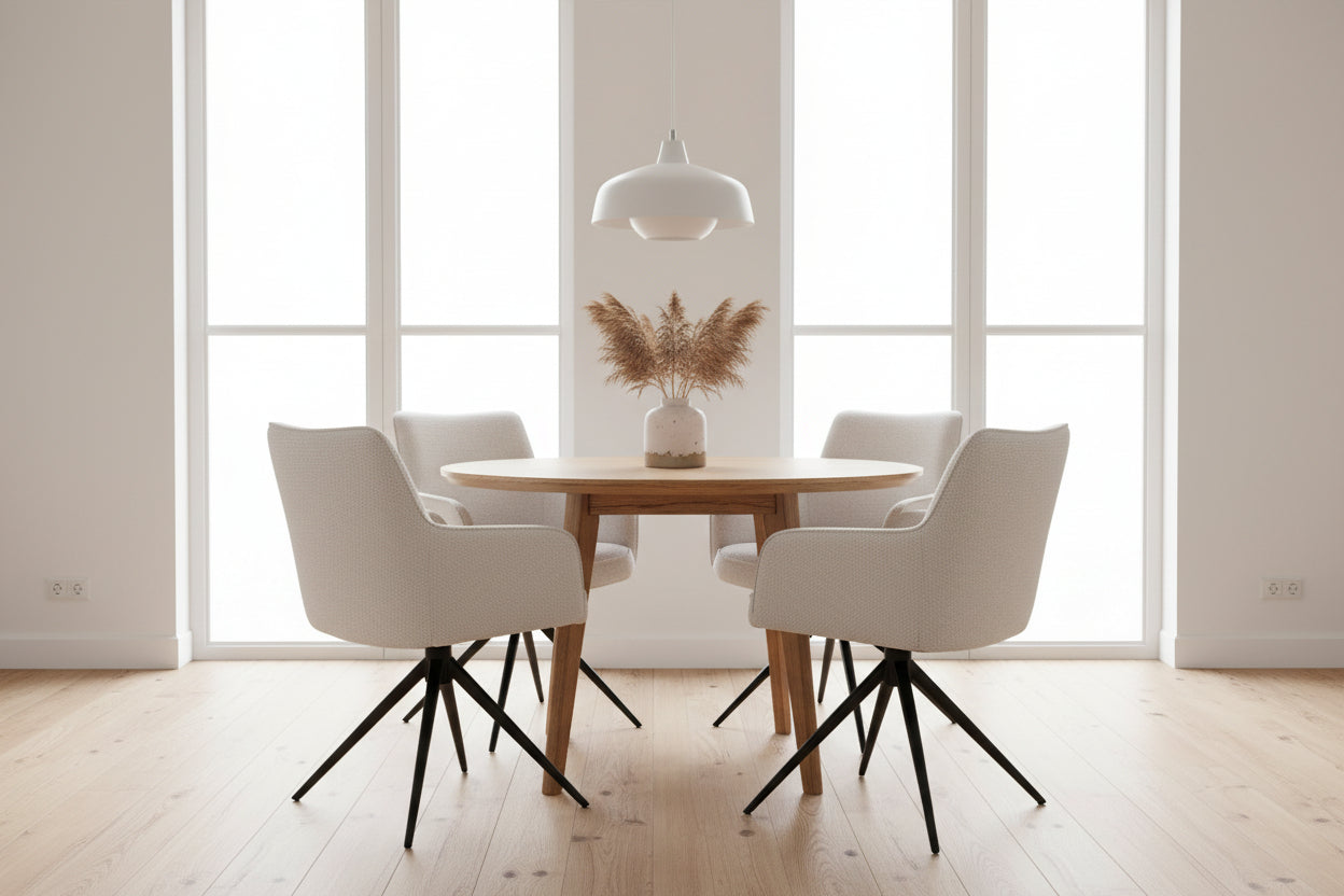 HelloChair HC10 Qube eetkamerstoel spinpoot zwart Silent Cream