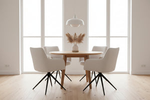HelloChair HC10 Qube eetkamerstoel spinpoot zwart Silent Cream