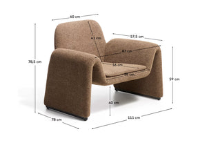 Kave Home Melvia fauteuil chenille Chocoladebruin