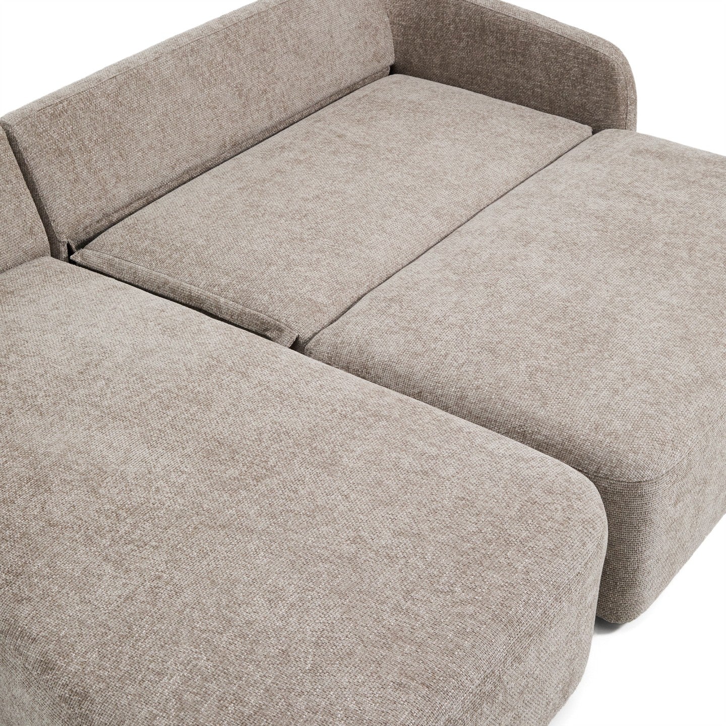 Kave Home Laira 3-zits bank met chaise longue links chenille Taupe