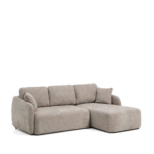 Kave Home Laira 3-zits bank met chaise longue rechts chenille Taupe