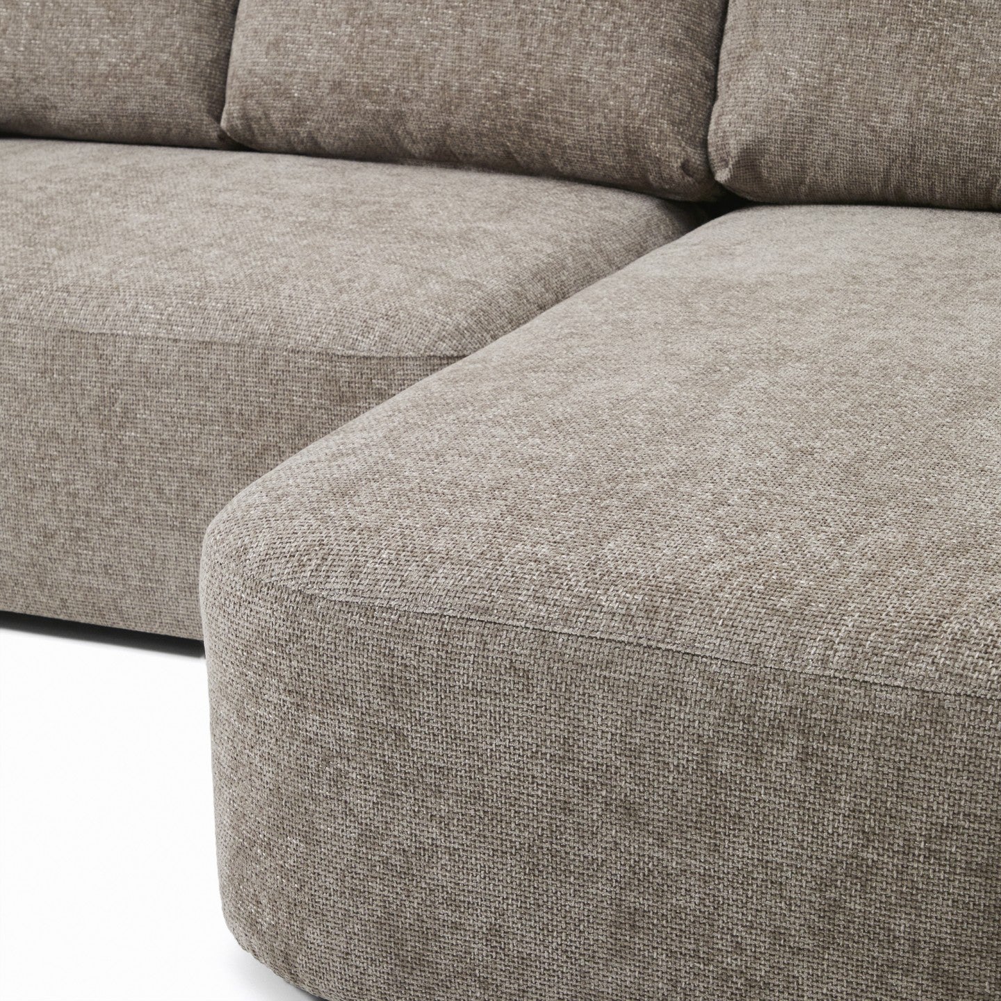 Kave Home Laira 3-zits bank met chaise longue rechts chenille Taupe