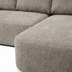Kave Home Laira 3-zits bank met chaise longue rechts chenille Taupe