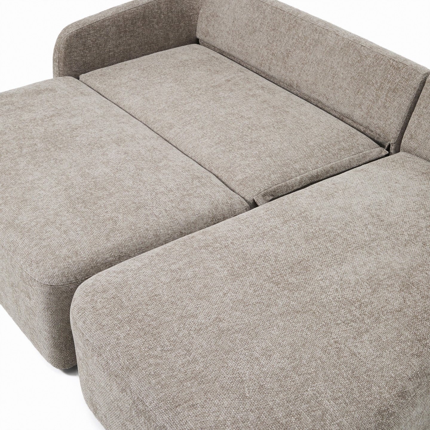 Kave Home Laira 3-zits bank met chaise longue rechts chenille Taupe