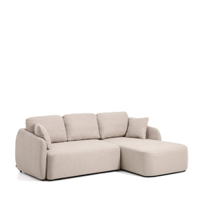 Kave Home Laira 3-zits bank met chaise longue rechts chenille Beige