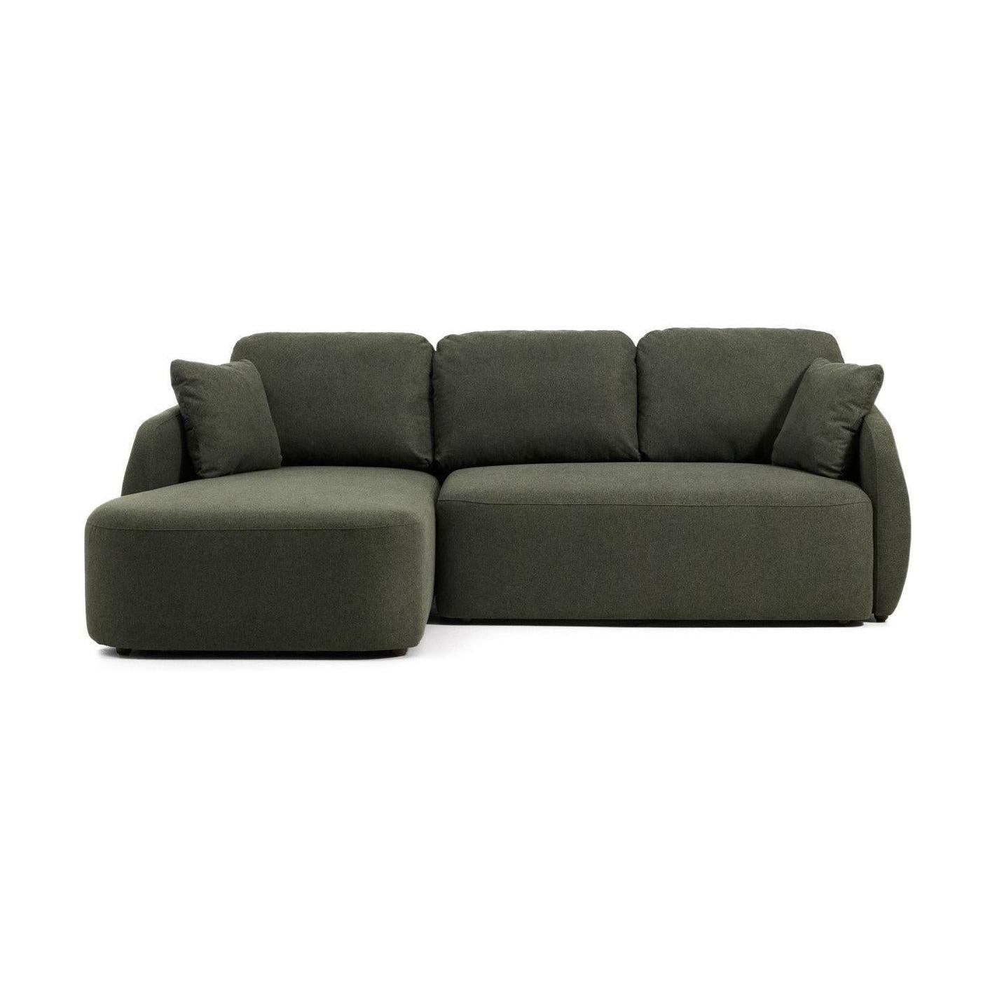 Kave Home Laira 3-zits bank met chaise longue links chenille Groen