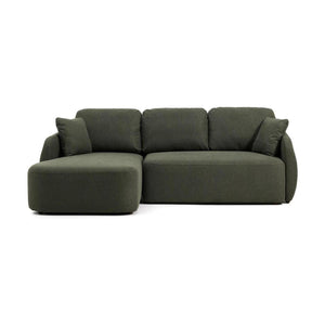 Kave Home Laira 3-zits bank met chaise longue links chenille Groen
