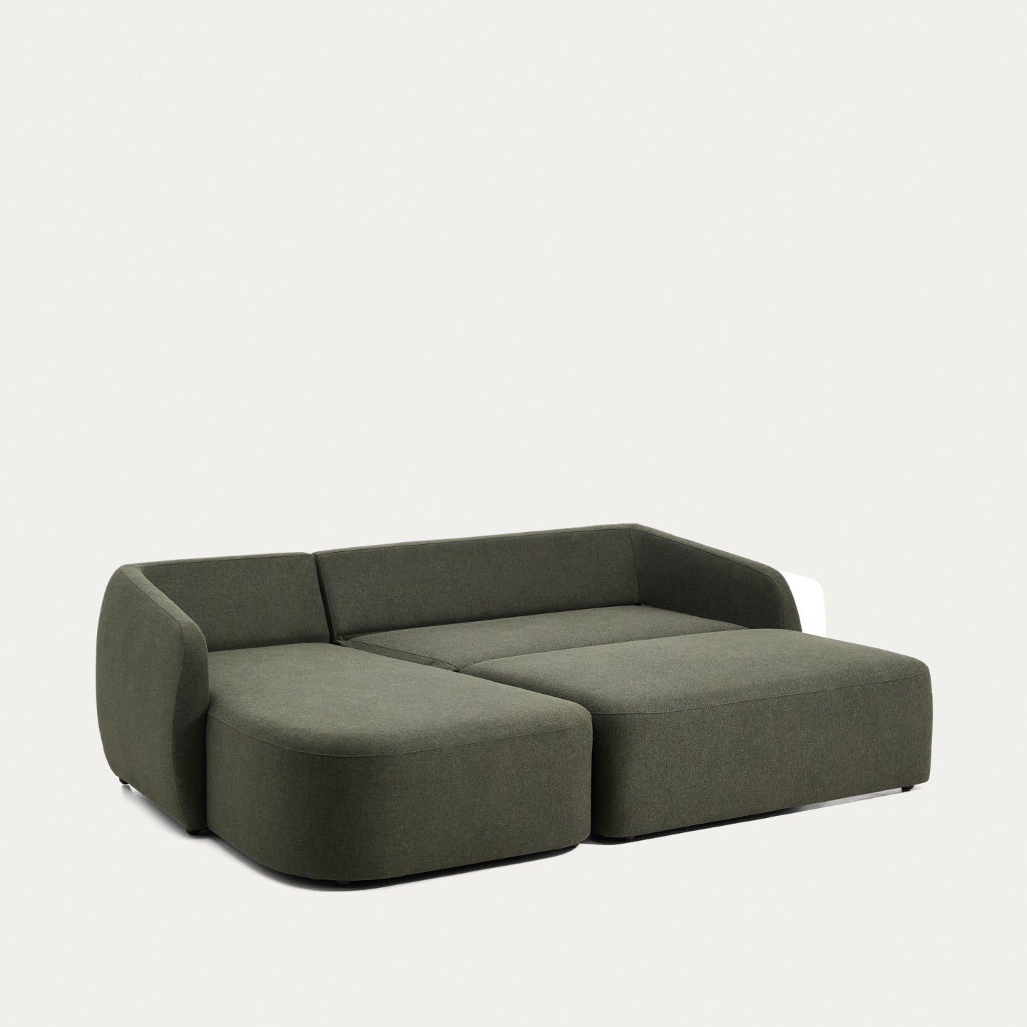 Kave Home Laira 3-zits bank met chaise longue links chenille Groen