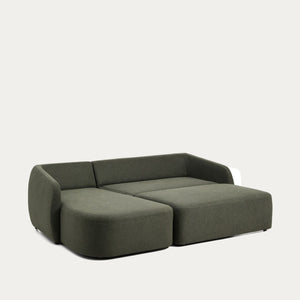 Kave Home Laira 3-zits bank met chaise longue links chenille Groen