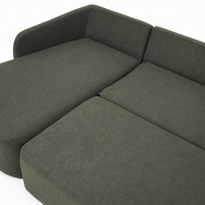 Kave Home Laira 3-zits bank met chaise longue links chenille Groen