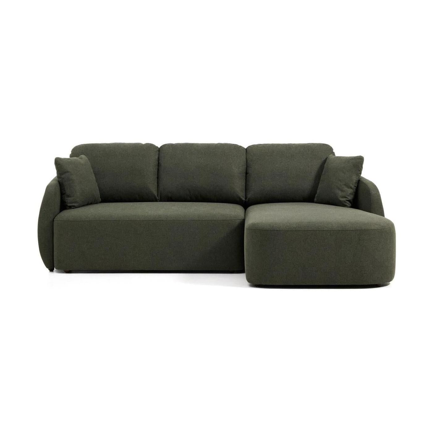 Kave Home Laira 3-zits bank met chaise longue rechts chenille Groen