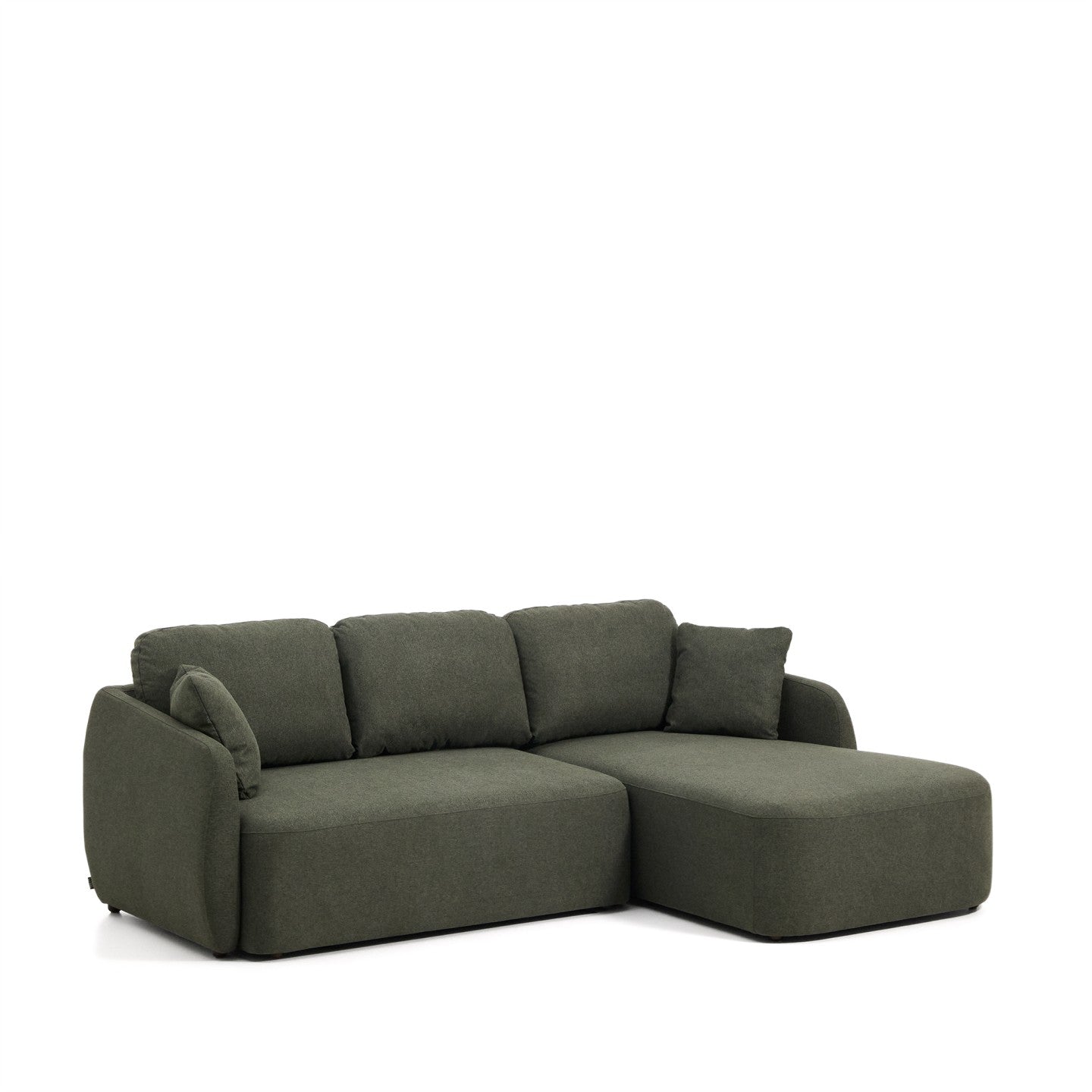 Kave Home Laira 3-zits bank met chaise longue rechts chenille Groen