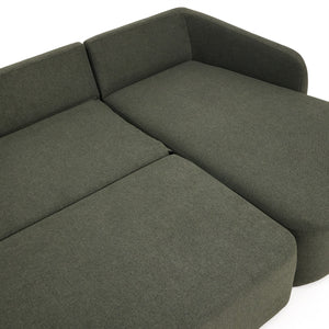 Kave Home Laira 3-zits bank met chaise longue rechts chenille Groen