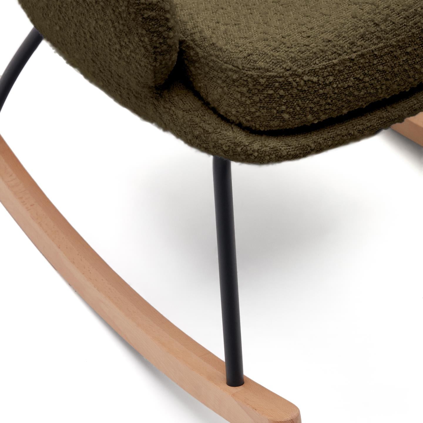 Kave Home Maustin schommelstoel bouclé Donkergroen