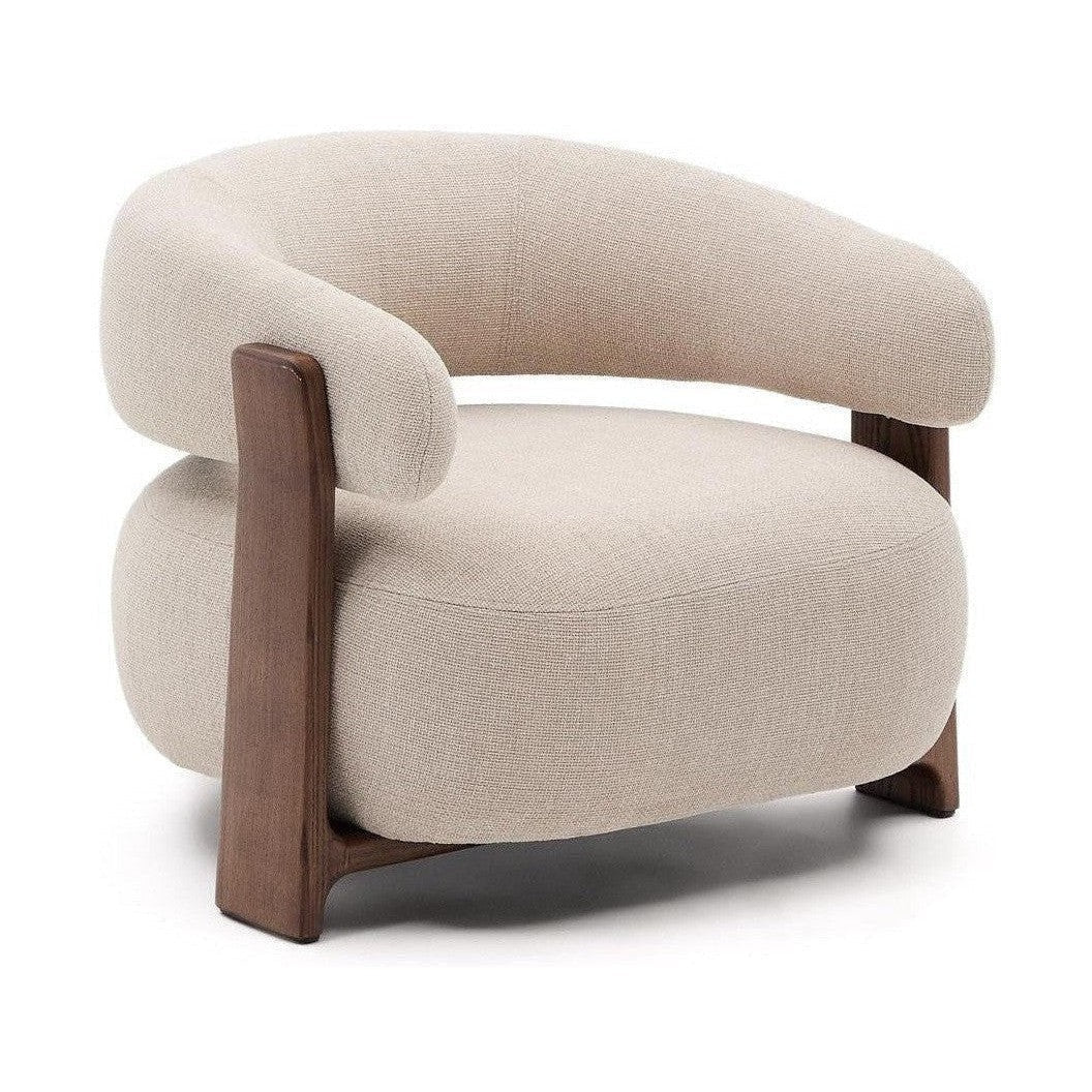 Kave Home Granite fauteuil beige chenille walnoot