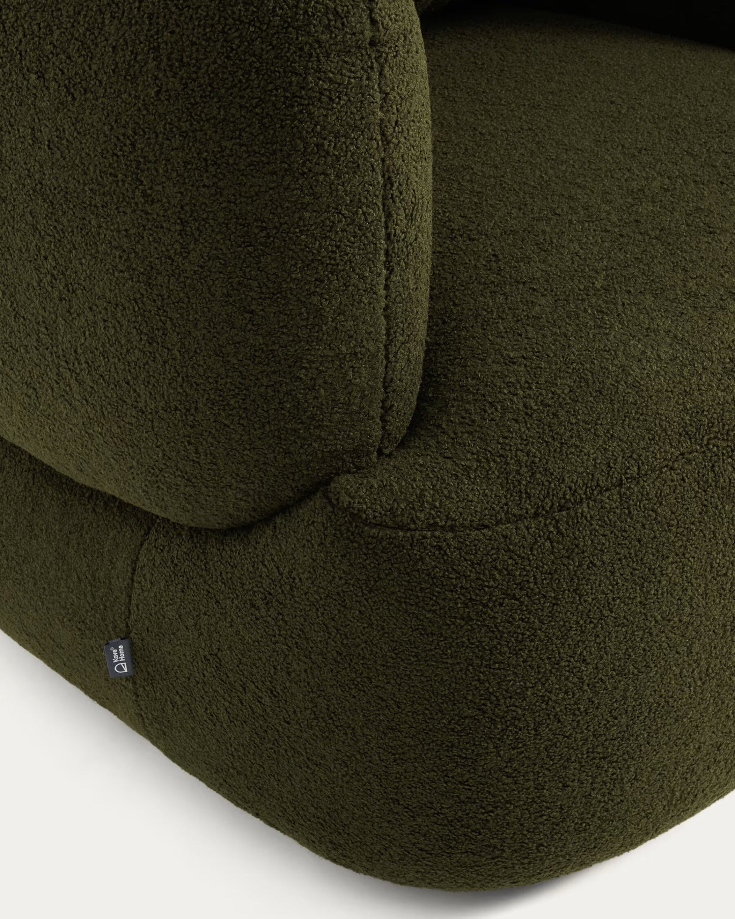 Kave Home Martina fauteuil draaibaar met kussen bouclé Donkergroen